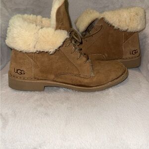 UGG Women's Brown Shearling Lace-Up Boots